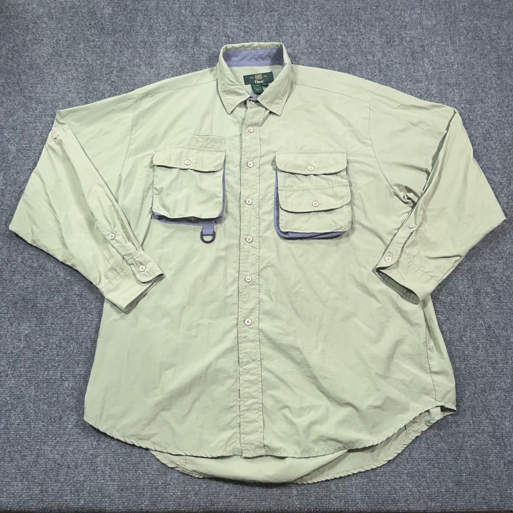 Orvis Vented Fly Fishing Caster Shirt Mens XL Long Sleeve Utility Pockets Green